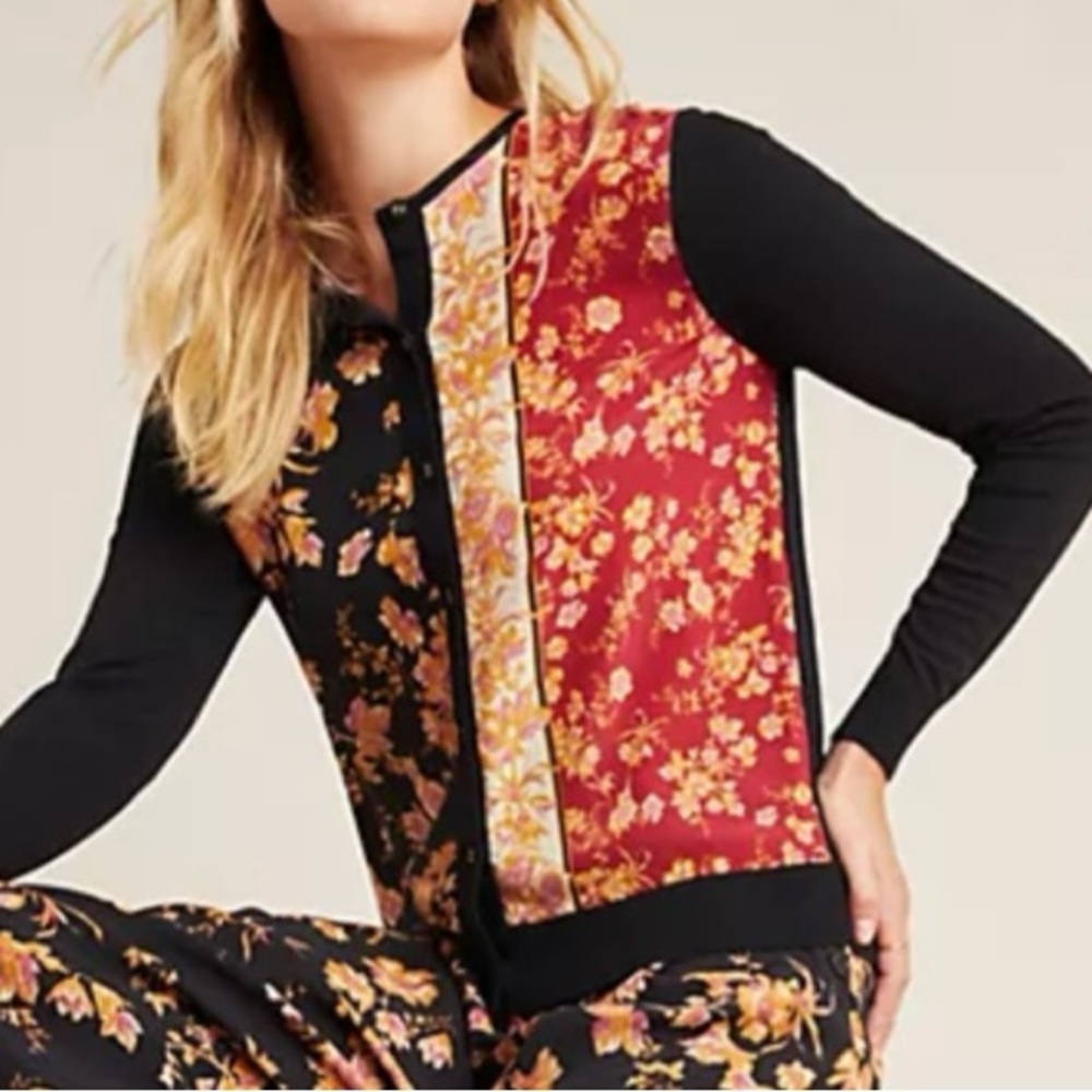 Anthropologie Faye Floral Cardigan Sweater, sz 4